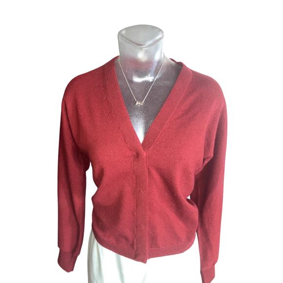 GiAMBATTiSTA VALLI Snap Front Cardigan Sweater in Burgundy Size XS - Picture 1 of 7